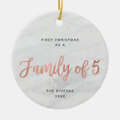 初めてのクリスマスは5大理石のファミリパーソナライズされたとして セラミックオーナメント (正面)