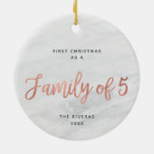 初めてのクリスマスは5大理石のファミリパーソナライズされたとして セラミックオーナメント (裏面)