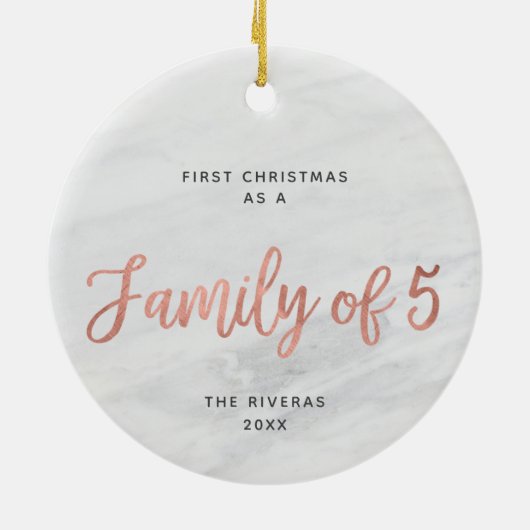 初めてのクリスマスは5大理石のファミリパーソナライズされたとして セラミックオーナメント (裏面)
