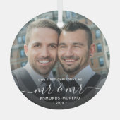 初めてのクリスマスはMr.とMr.Keepsake ガラスオーナメント (正面)