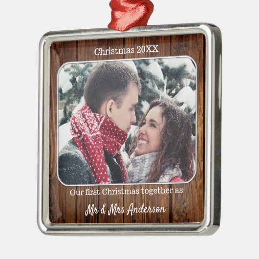 初めてのクリスマスはMr.Mr.Mrs.Holiday Photoとして メタルオーナメント (左)