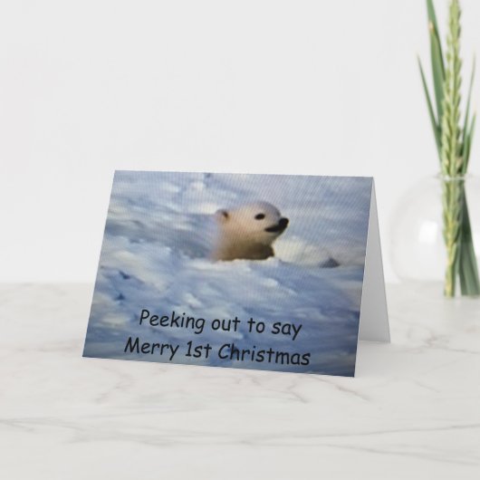 初めてのクリスマスをお祝いするために顔を出す シーズンカード (正面)