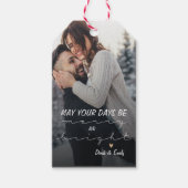 初めてのクリスマスをカップル写真パーソナライズされたとして ギフトタグ (正面)