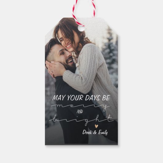 初めてのクリスマスをカップル写真パーソナライズされたとして ギフトタグ (裏面)