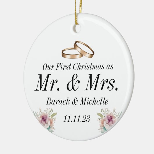 初めてのクリスマスをカップル結婚したオーナメントとして セラミックオーナメント (左)