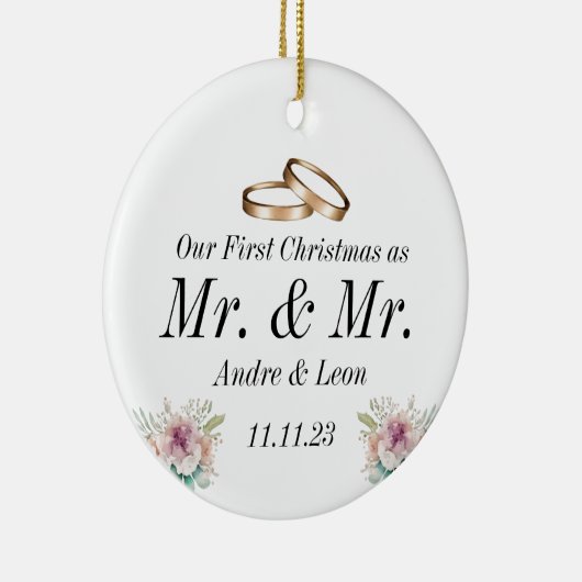 初めてのクリスマスをカップル結婚したオーナメントとして セラミックオーナメント (右)