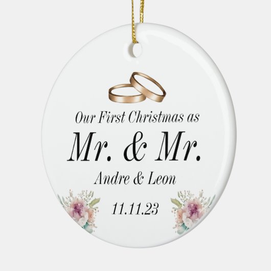 初めてのクリスマスをカップル結婚したオーナメントとして セラミックオーナメント (左)