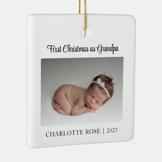 初めてのクリスマスをグランドパ新生児写真 セラミックオーナメント (右)