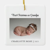初めてのクリスマスをグランドパ新生児写真 セラミックオーナメント (正面)