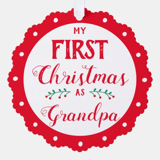 初めてのクリスマスをグランドパ生まれたばかりのベビー写真 オーナメントカード (正面)