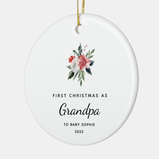 初めてのクリスマスをグランパとして |おシンプルよびエレガント セラミックオーナメント (左)