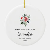 初めてのクリスマスをグランパとして |おシンプルよびエレガント セラミックオーナメント (裏面)