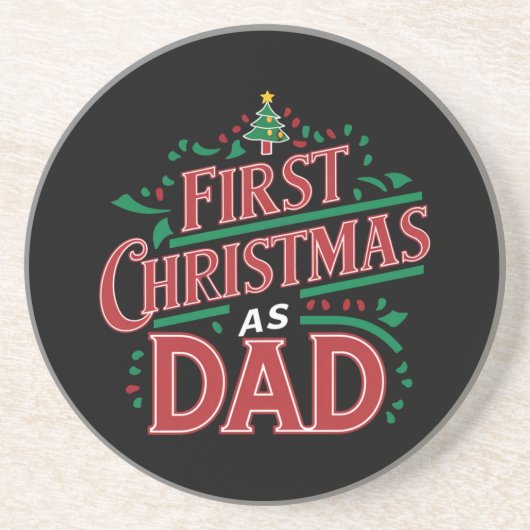 初めてのクリスマスをパパマッチングのクリスマス コースター (正面)