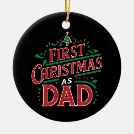 初めてのクリスマスをパパマッチングのクリスマス セラミックオーナメント (正面)