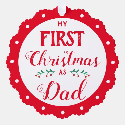 初めてのクリスマスをパパ生まれたばかりのベビー写真 オーナメントカード (正面)