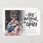 初めてのクリスマスをファミリーカスタムフォトカードとして シーズンカード (正面/裏面)