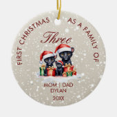 初めてのクリスマスをファミリーサークルオーナメントとして セラミックオーナメント (正面)