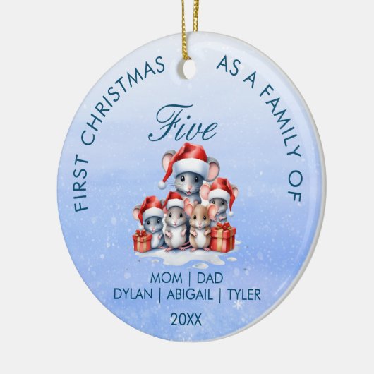 初めてのクリスマスをファミリーサークルオーナメントとして セラミックオーナメント (左)