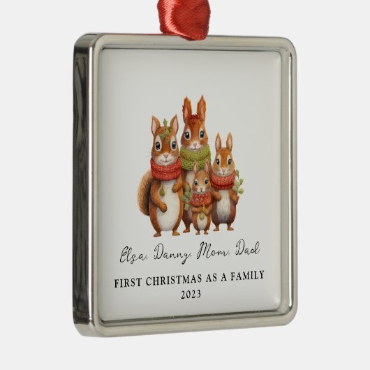 初めてのクリスマスをファミリーフォレストリスとして メタルオーナメント (右)