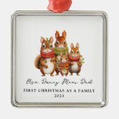 初めてのクリスマスをファミリーフォレストリスとして メタルオーナメント (正面)