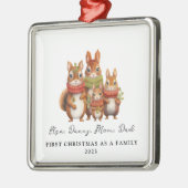 初めてのクリスマスをファミリーフォレストリスとして メタルオーナメント (左)