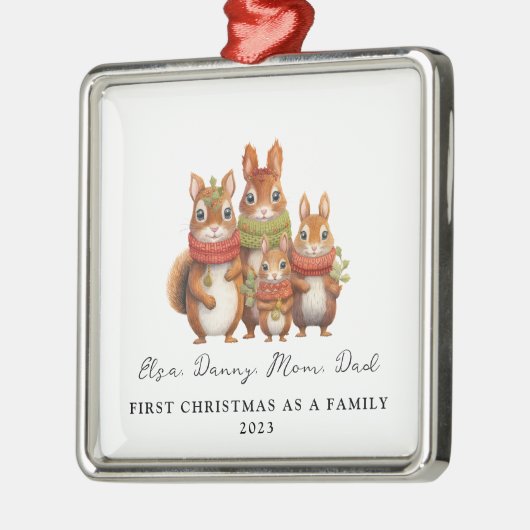 初めてのクリスマスをファミリーフォレストリスとして メタルオーナメント (左)