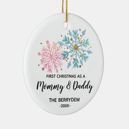 初めてのクリスマスをママとパパのオーナメントとして セラミックオーナメント (右)