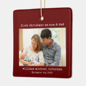 初めてのクリスマスをママとパパミニマリスト写真 セラミックオーナメント (左)