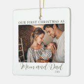 初めてのクリスマスをママとパパ セラミックオーナメント (左)