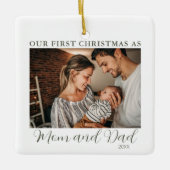 初めてのクリスマスをママとパパ セラミックオーナメント (正面)