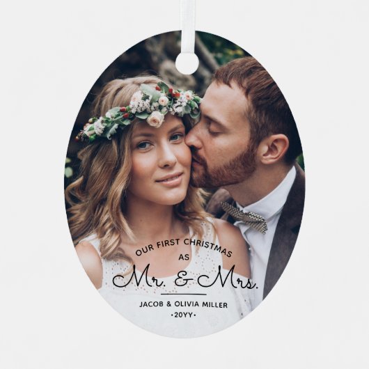初めてのクリスマスをミスター&ミセス・エレガント2 Photo Oval メタルオーナメント (正面)