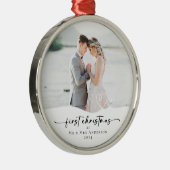 初めてのクリスマスをミスター・ミセス・ハート写真 メタルオーナメント (右)
