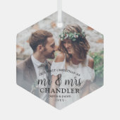 初めてのクリスマスをミスター&ミセス・フォトシンプルオーバーレイ ガラスオーナメント (正面)
