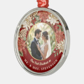 初めてのクリスマスをミスター・ミセス・フローラ写真として メタルオーナメント (左)