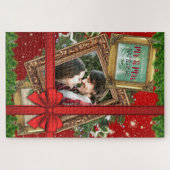 初めてのクリスマスをミスター・ミセス・金ゴールド・フレーム写真 ジグソーパズル (横)