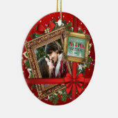 初めてのクリスマスをミスター・ミセス・金ゴールド・フレーム写真 セラミックオーナメント (右)