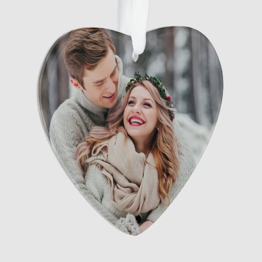初めてのクリスマスをミセスの写真とモダンし結婚て オーナメント (正面)