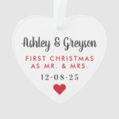 初めてのクリスマスをミセスの写真とモダンし結婚て オーナメント (裏面)