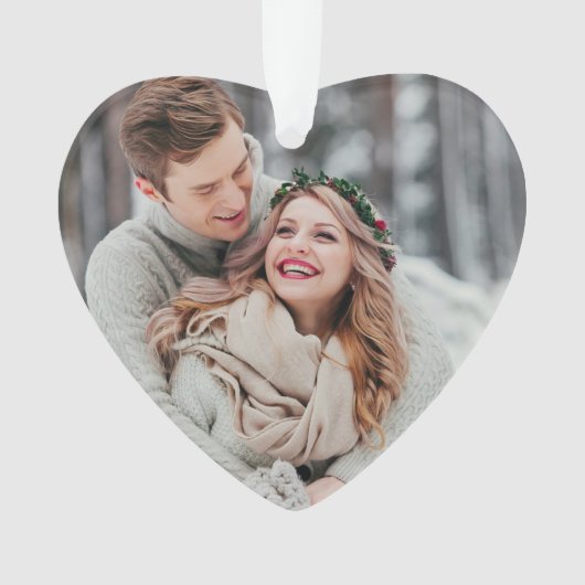 初めてのクリスマスをミセスの写真とモダンし結婚て オーナメント (正面)