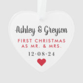 初めてのクリスマスをミセスの写真とモダンし結婚て オーナメント (裏面)