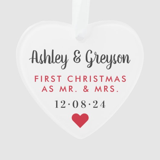 初めてのクリスマスをミセスの写真とモダンし結婚て オーナメント (裏面)