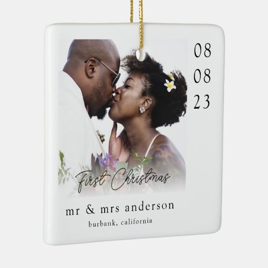 初めてのクリスマスをミセスの写真結婚として セラミックオーナメント (右)