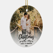 初めてのクリスマスをミセス・ミセス・カスタム2写真 セラミックオーナメント (右)