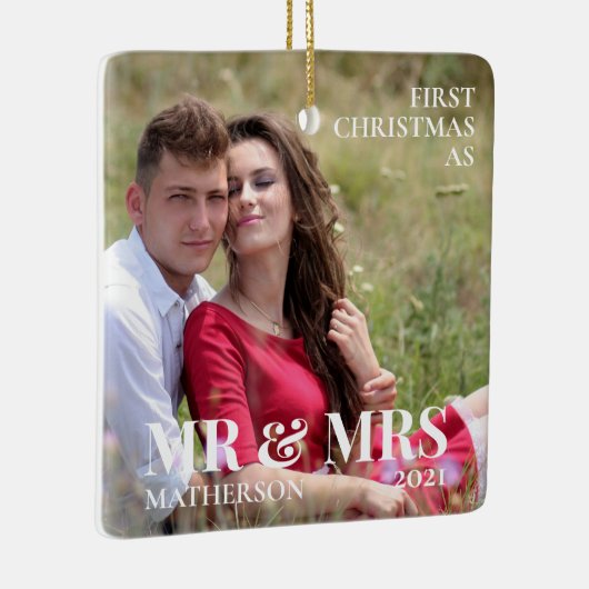 初めてのクリスマスをミニマリストさん写真として セラミックオーナメント (右)