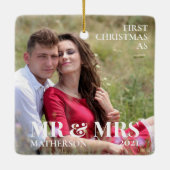 初めてのクリスマスをミニマリストさん写真として セラミックオーナメント (裏面)