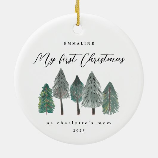 初めてのクリスマスをモマツリー素朴として セラミックオーナメント (裏面)