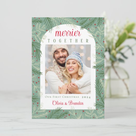 初めてのクリスマスを一緒にお祝いするホリデーカード シーズンカード (スタンド正面)