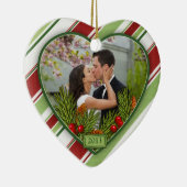 初めてのクリスマスを一緒にフォトキャンディストライプー セラミックオーナメント (右)