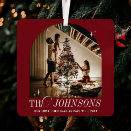 初めてのクリスマスを一緒にフォトレエレガントッドスクリプト メタルオーナメント