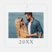 初めてのクリスマスを一緒に写真を残す メタルオーナメント (裏面)
